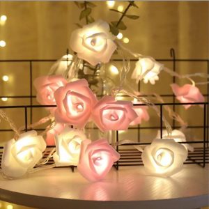 Pink N White Rose Fairy Lights  Cheezstore