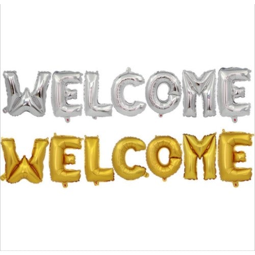 “WELCOME” Foil Balloons – Available in Golden, Silver, Red Color  Cheezstore