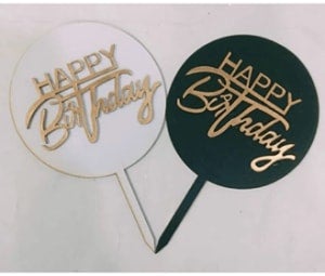Acrylic “Happy Birthday” Cake Topper 6 Inch  Cheezstore