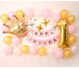 13 Letters “Happy Birthday” Pink And Golden Birthday decoration.  Cheezstore