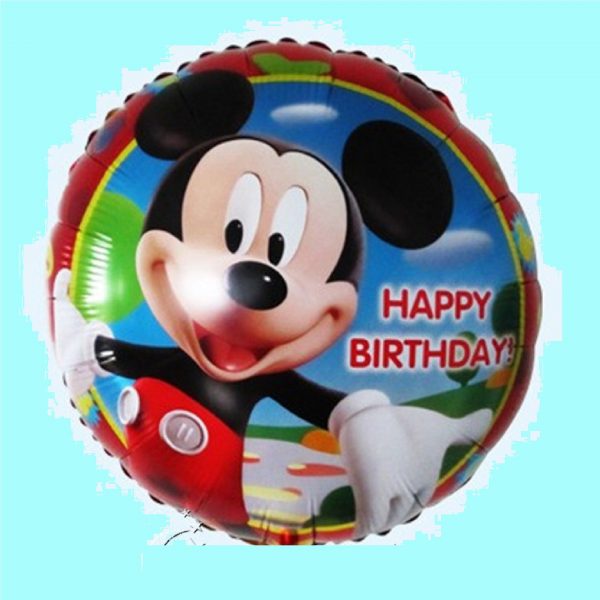 18 Inch Round Shape Mickey Mouse Birthday Foil Balloon  Cheezstore