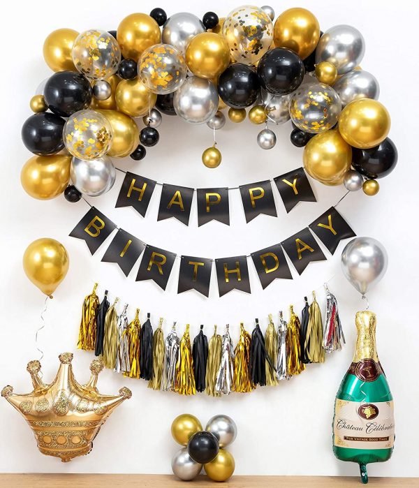 Black Gold Birthday Party Decoration  Cheezstore