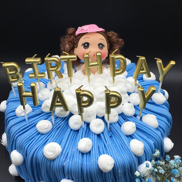 Happy Birthday Metallic Letter Candle Cake Topper  Cheezstore