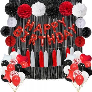Happy Birthday Decoration Set (Black, Red & White)  Cheezstore