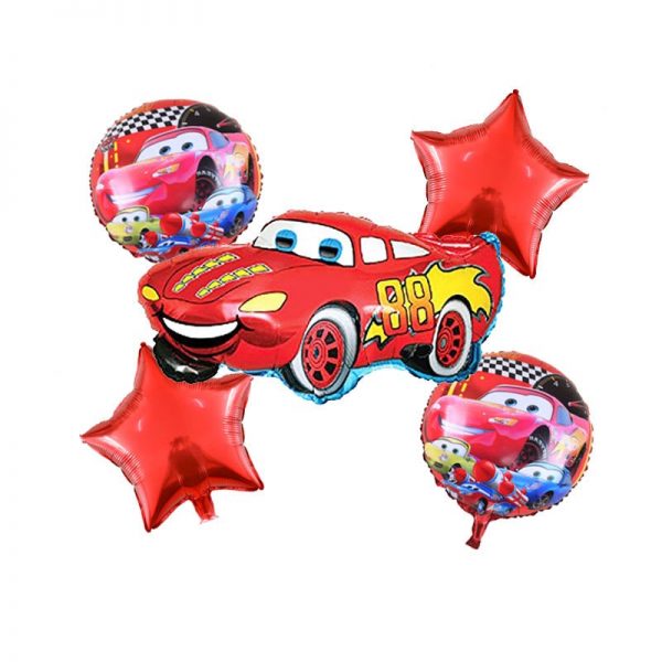 Cars Lightning McQueen Theme Foil Balloons – Pack of 5 Balloons.  Cheezstore