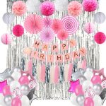 Birthday Decoration Set (Pink, White and Silver)  Cheezstore