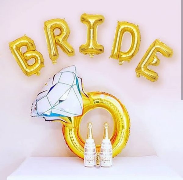 BRIDE Foil in GOLDEN, 1 RING foil balloon.  Cheezstore