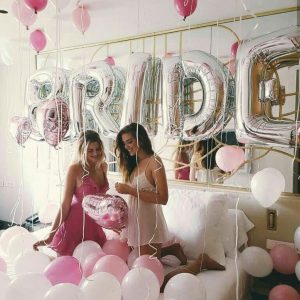 Silver “Bride” Balloons Party Package.  Cheezstore