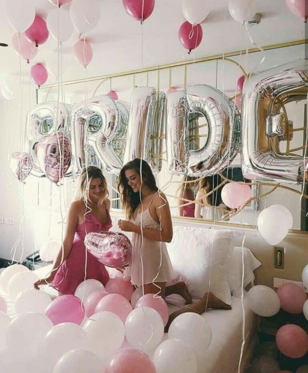 Silver “Bride” Balloons Party Package.  Cheezstore