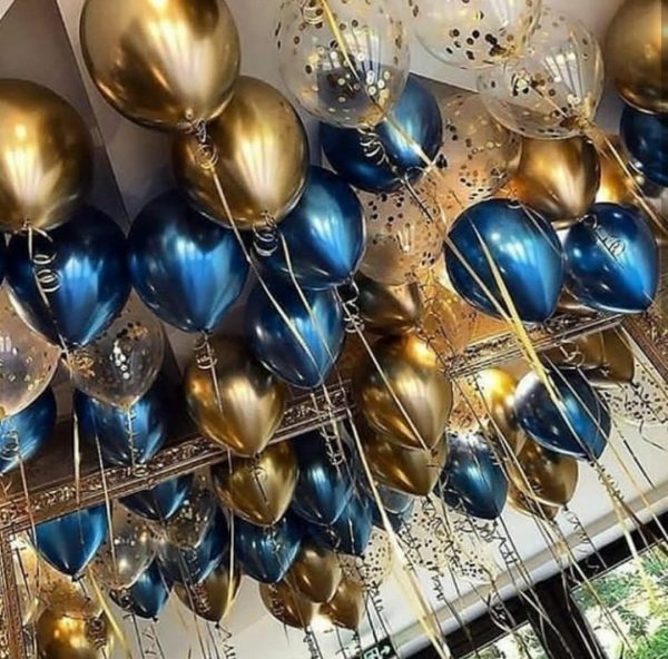 35 Balloons Golden and Blue Package.  Cheezstore