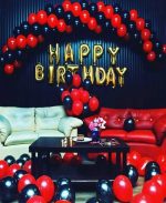 Birthday Golden Foil Balloon, Black And Red Latex Balloons Package.  Cheezstore