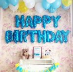 13 Letter “Happy birthday” Blue Foil Balloon, Blue And Yellow Latex Balloons And Ribbon Roll.  Cheezstore