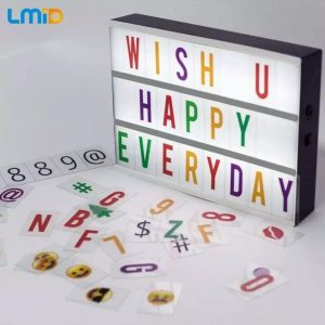 LED Cinematic Light Decorative Box Sign Interchangeable Multicolor Letters Numbers Symbols- A4 Size Marquee  Cheezstore