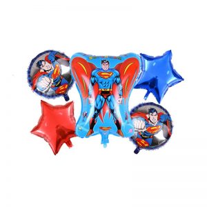 Super Man Theme Foil Balloons – Pack of 5 Balloons.  Cheezstore