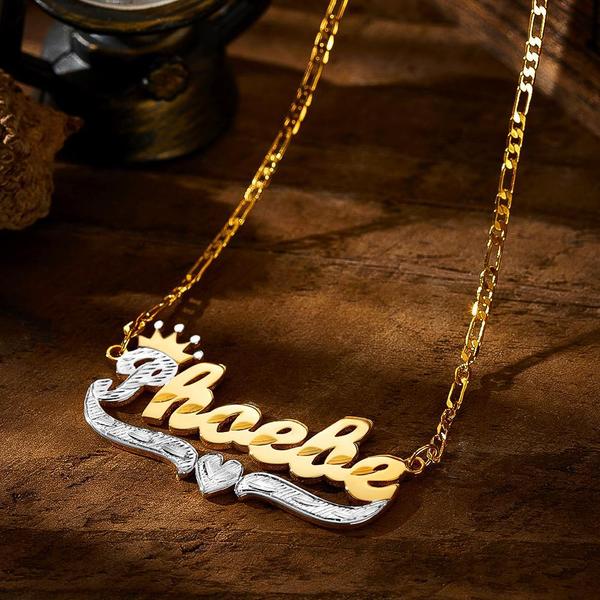Personalized Name Necklace - Gold Name Plate Necklace - Custom Name Necklace with Crown - Birthday Gift Ideas for Her  Cheezstore