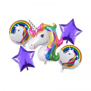 Unicorn Theme Foil Balloons – Pack of 5 Balloons.  Cheezstore