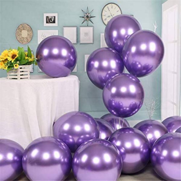 15 Large Size Purple Metallic Chrome Balloons.  Cheezstore