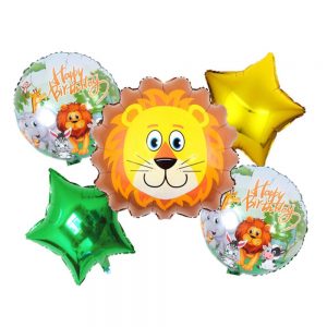 Jungle / Tiger Theme Foil Balloons – Pack of 5 Balloons.  Cheezstore