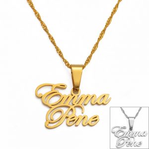 Personalized Name Cursive Pendant Necklaces Customize Wife and Husband Name Custom Necklaces Jewelry Wedding Gift #133121  Cheezstore