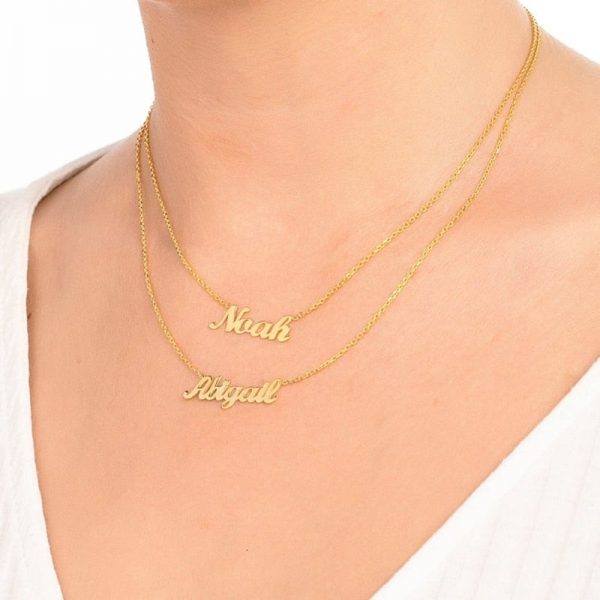 Personalized Double Name Layered Necklace  Cheezstore