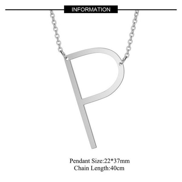 Large Initials Necklace 316L Stainless Steel Letter Pendant Choker A-Z Necklace Women Modern Jewelry Steel Big Letter Necklace  Cheezstore