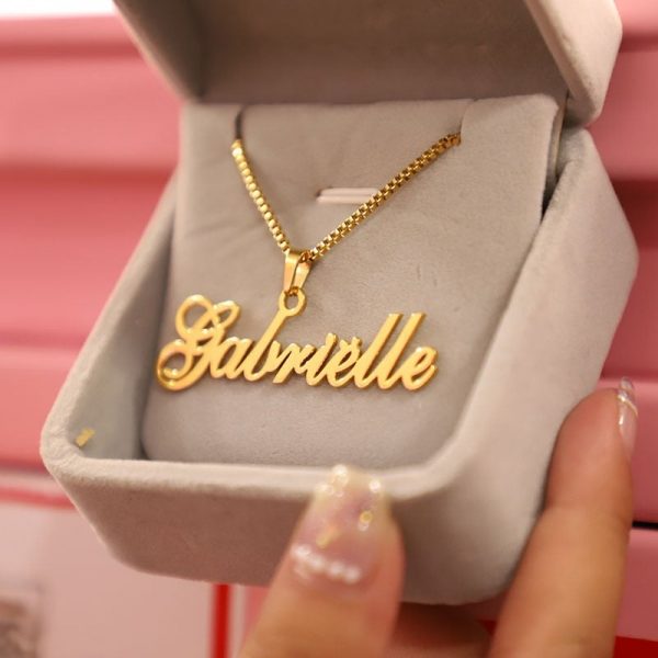 Gold Box Chain Custom Jewelry Personalized Name Pendant Necklace  Cheezstore