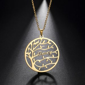 Custom Name Necklace Tree Of Life Family Women Name Necklace Stainless Steel Jewelry Personalized Family Couple Gift  Cheezstore