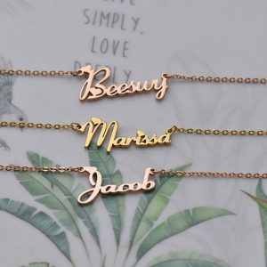 Alphabet Script Name Necklace Personalized Custom for Women/Men Pendant Gold Stainless Steel Popular Nameplate Jewelry  Cheezstore