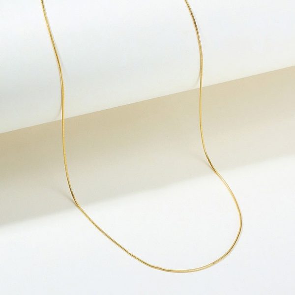 Gold Color Women Snake Chain Necklace 1mm Ultra Thin Round Choker Necklace Stainless Steel Valentines Gift 16" to 20"  Cheezstore