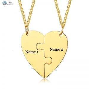 2 Best Friends Heart Couple Necklaces Free Custom Engraving Name Love Gifts for Friendship Accessory  Cheezstore