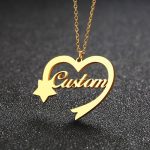 Custom Name in Heart Pendant Star Necklaces for Women Personalize Metal Stainless Steel Jewelry Anniversary Gift for Her  Cheezstore