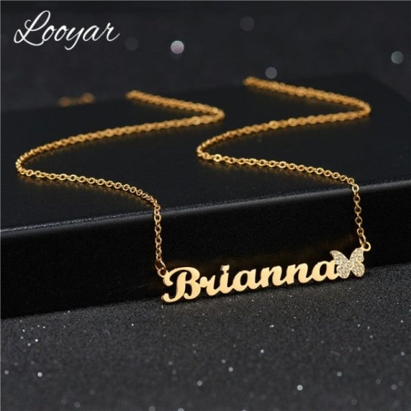Personalized Iced Name Necklace Stainless Steel Charm Custom Name Jewelry Any Name 11 Font Style To Choose For Girl kids  Cheezstore