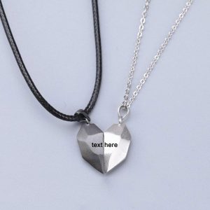 2Pcs Minimalist Lover Matching Friendship Black White Heart Pendant Couple Magnetic Distance Heart Pendant Necklace Jewelry Gift  Cheezstore