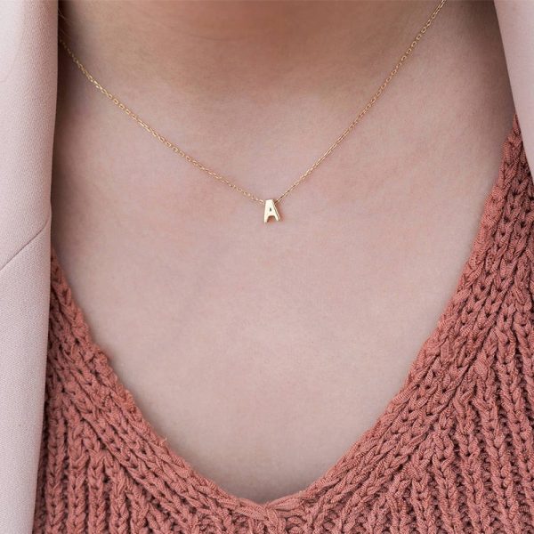 Simple Design 26 Initial Pendant Necklace For Women Gold Silver Color Letter Name Choker Necklace Anniversary Jewelry Gift  Cheezstore