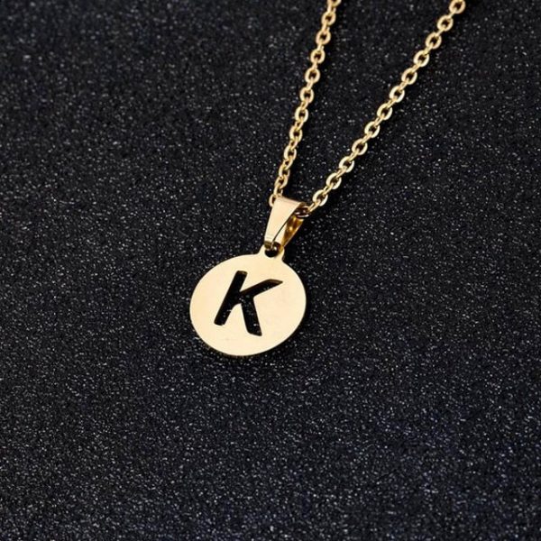 2021 New Gold Hollow Letter Necklace for Women Stainless Steel Initial Alphabet Pendant Chain Necklaces Choker Name  Cheezstore