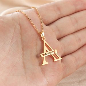 Personalized Initial Name Necklaces Customized Engrave Name Big First Letter Uppercase Choker Necklace For Women Men  Cheezstore
