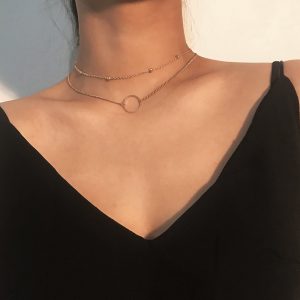 New Arrival 2021 Fashion Modern Choker Necklace Two Layers Round Necklaces Gold Color Necklace Choker Jewelry For Women  Cheezstore