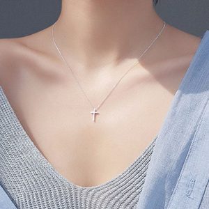 1pc Women Cross Pendant Necklace Fashion Chain Necklace Jewelry Simple Tiny Chain Choker Necklaces Female Accessories  Cheezstore