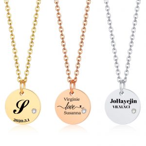 Custom Engraved Intinal Disc Necklace, Personalized Name Coordinates Quote, Stainless Steel Pendant ,Coin Necklace ,Gift for Her  Cheezstore