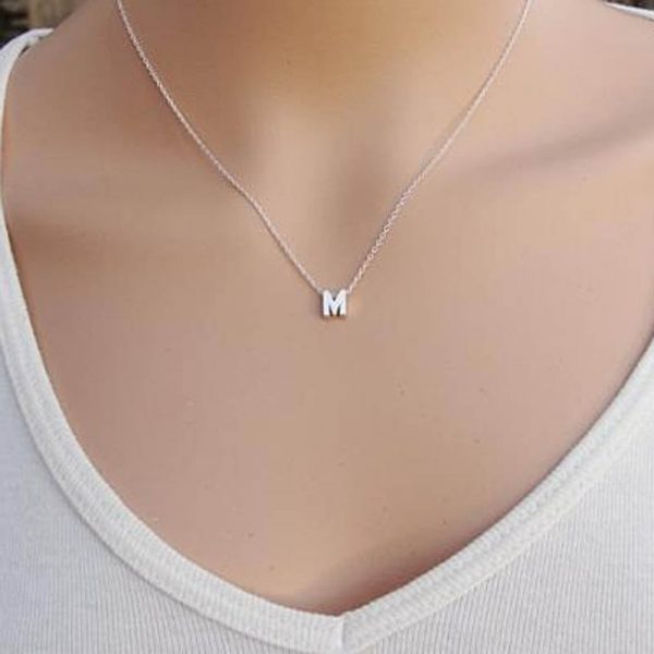 Fashion Gold Chain Initial Charms Necklace Pendant Metal A-Z Letters For Jewelry Cut Letters Single Name Necklaces Collar  Cheezstore
