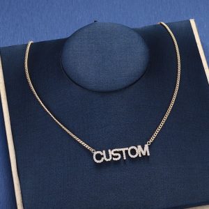 Personalized Custom Diamond Name Plate Necklace  Cheezstore