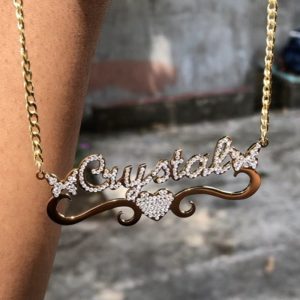 Personalized Name Diamond Handmade Necklace Women Butterfly Heart Rhinestones Collar Customized Choker Birthday Jewelry Gifts  Cheezstore