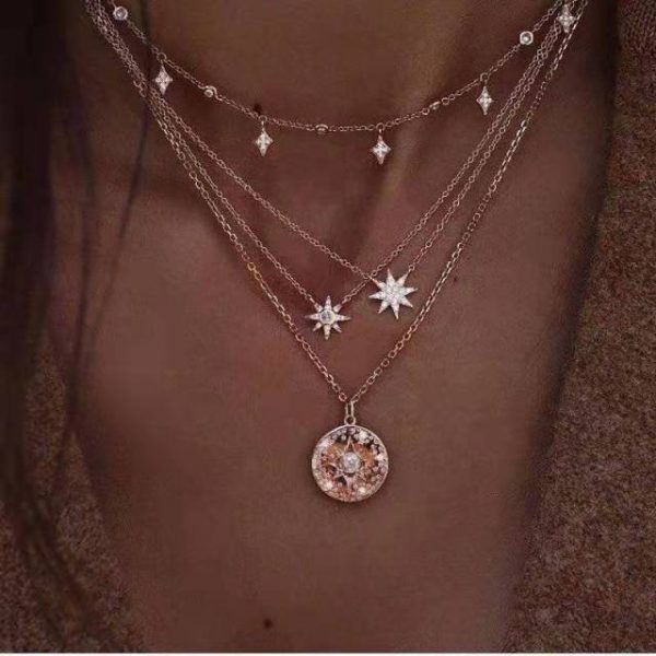 2021 New Ladies Necklace Sweet Style Popular Big-Name Moon Star Pendant Necklaces  Cheezstore