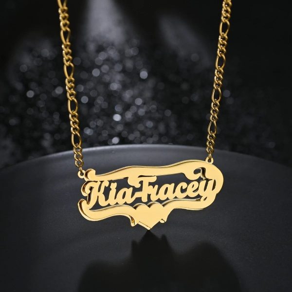 Double Customized Name Hip Hop Letter Necklace Name Double Plated Letter Necklace Piercing Carving Pendants For Gifts  Cheezstore