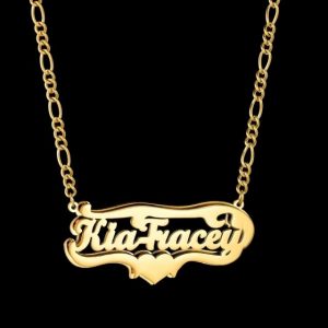 Double Customized Name Hip Hop Letter Necklace Name Double Plated Letter Necklace Piercing Carving Pendants For Gifts  Cheezstore