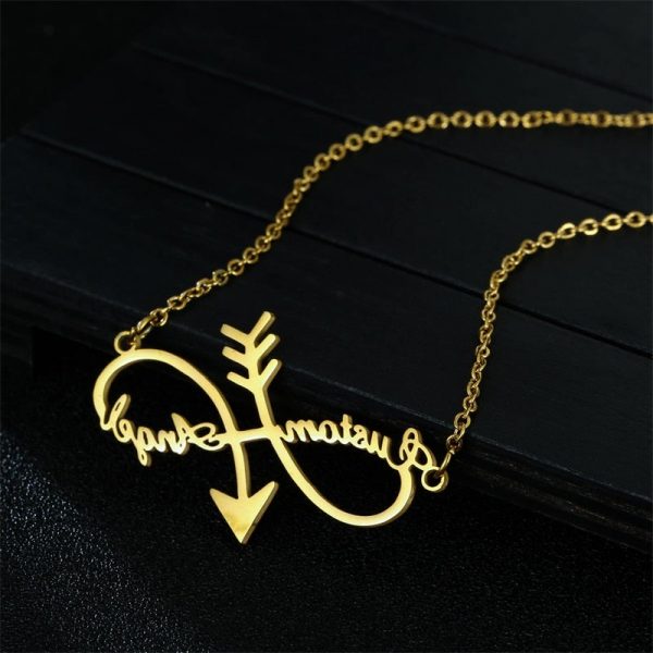 Personalized Pendant Name Necklace Infinity Women Men Gold Stainless Steel Chain Custom Couple Nameplate with Heart Jewelry Gift  Cheezstore