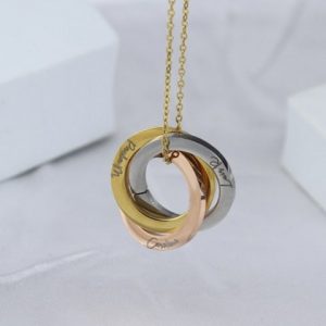 Three Interlocking Infinity Triple Circles Pendants Engraved Name Necklace Jewelry For Christmas Gift  Cheezstore