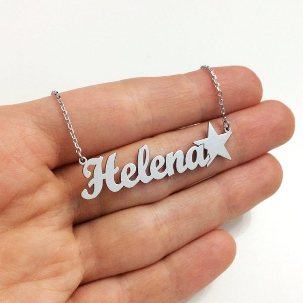 Custom Star Name Necklaces Pendants With Stainless Steel Chain  Cheezstore