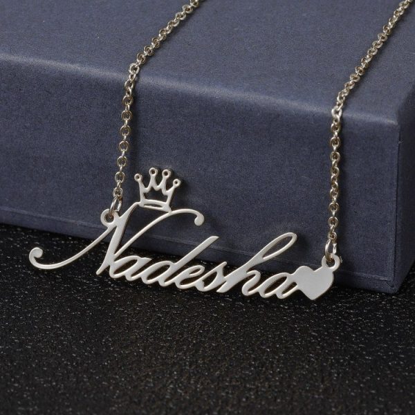 Crown Heart Name Necklace  Cheezstore
