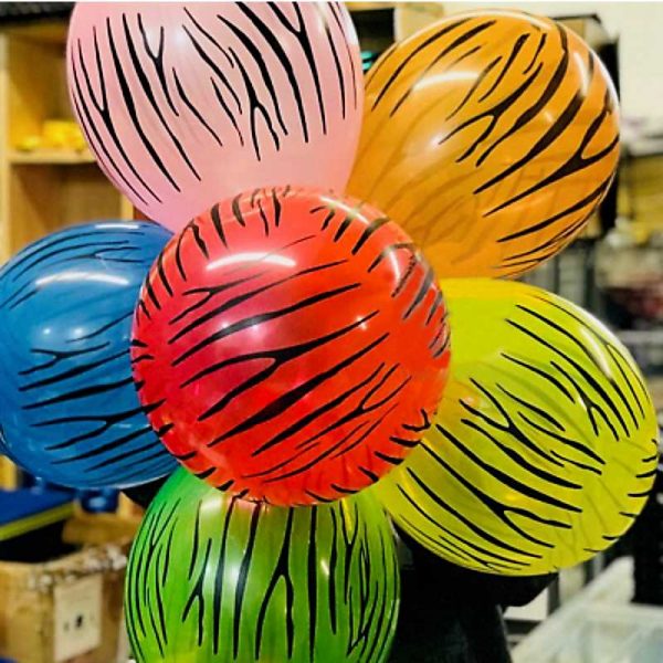 Balloons Jungle Theme Multi-Color Zebra Stripes ( PACK of 6 ).  Cheezstore